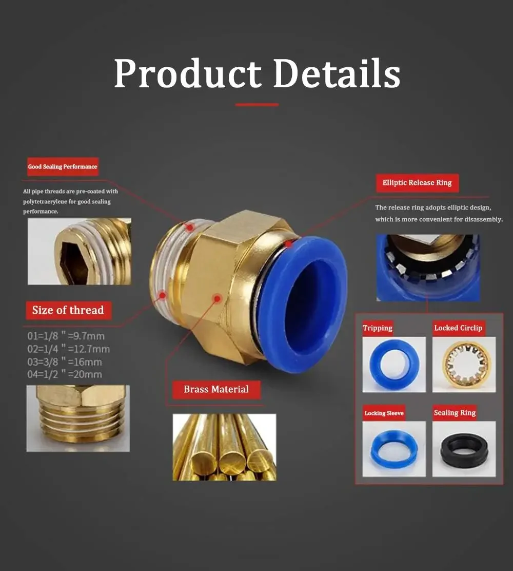 10/50PCS Pneumatic Fitting Air - Compression Fitting Brass review and price